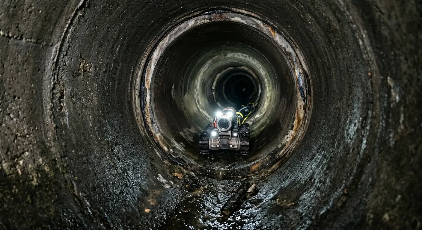Robotic sewer camera inspecting pipe interior for Sewer Line Repair in Alpine